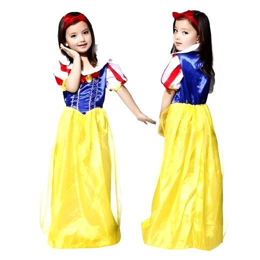 Costume Carnival Halloween Princess Snow White and the Seven Dwarfs – Yellow Colour – Girls (Ages 5–7) - Rs Toys - Image 2