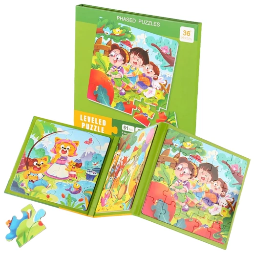 LEVELED PUZZLE - 3 In 1 Phased Magnetic Puzzle , Contests Puzzles 61 PCs Preschool STEM Learning- Suitable for Ages 4 Years & Up (Step 3 A)