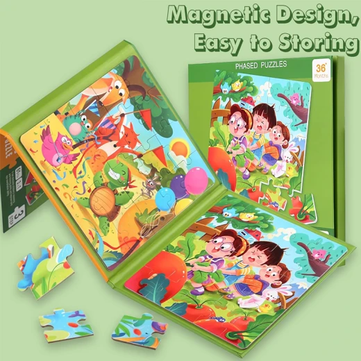 LEVELED PUZZLE - 3 In 1 Phased Magnetic Puzzle , Contests Puzzles 61 PCs Preschool STEM Learning- Suitable for Ages 4 Years & Up (Step 3 A) - Rs Toys - Image 6