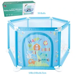Hexagonal Baby Playpen with Mat, Foldable Tent, and Ball Pool - Safe Indoor and Outdoor Play Area - Suitable for Infants Aged 0-2 Year