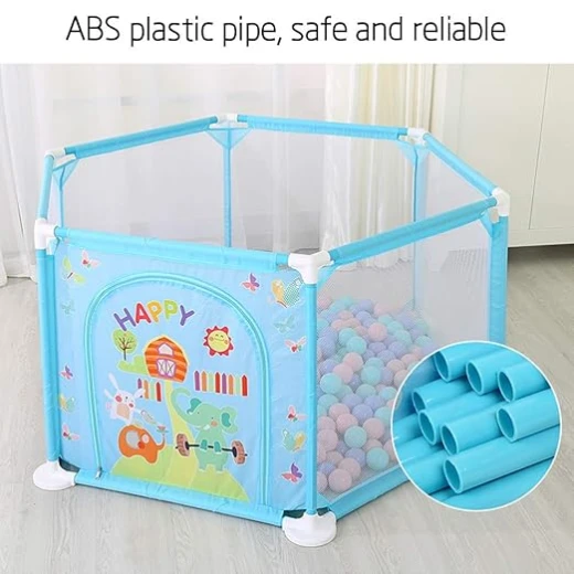 Hexagonal Baby Playpen with Mat, Foldable Tent, and Ball Pool - Safe Indoor and Outdoor Play Area - Suitable for Infants Aged 0-2 Year - Rs Toys - Image 6