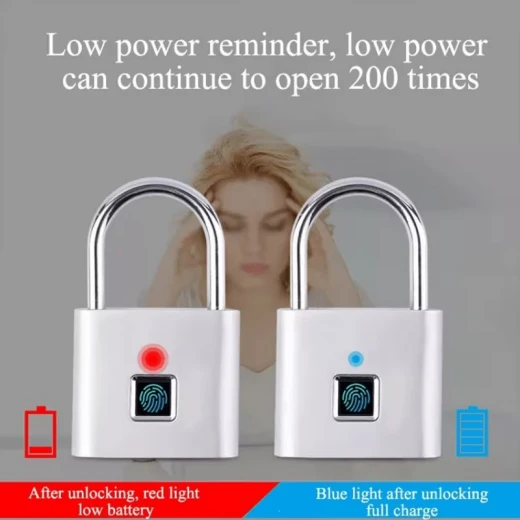 Rechargeable Antitheft Mini Smart Fingerprint Padlock Suitable for Luggage, Luggage, Door cabinets, Container Cars, Bicycles ,can Enter 10 Fingerprints (10-RS) - Rs Toys - Image 3