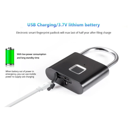 Rechargeable Antitheft Mini Smart Fingerprint Padlock Suitable for Luggage, Luggage, Door cabinets, Container Cars, Bicycles ,can Enter 10 Fingerprints (10-RS) - Rs Toys - Image 7