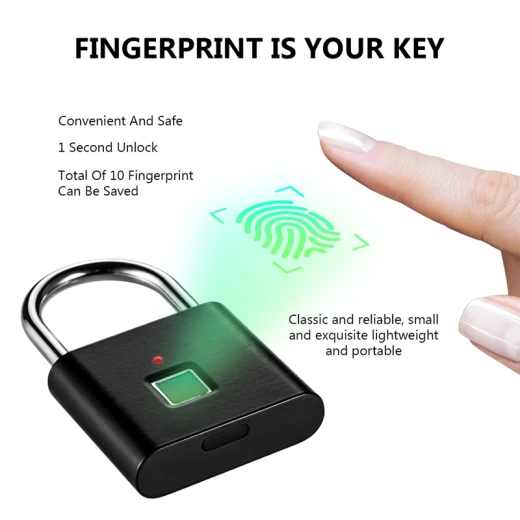 Rechargeable Antitheft Mini Smart Fingerprint Padlock Suitable for Luggage, Luggage, Door cabinets, Container Cars, Bicycles ,can Enter 10 Fingerprints (10-RS) - Rs Toys - Image 8