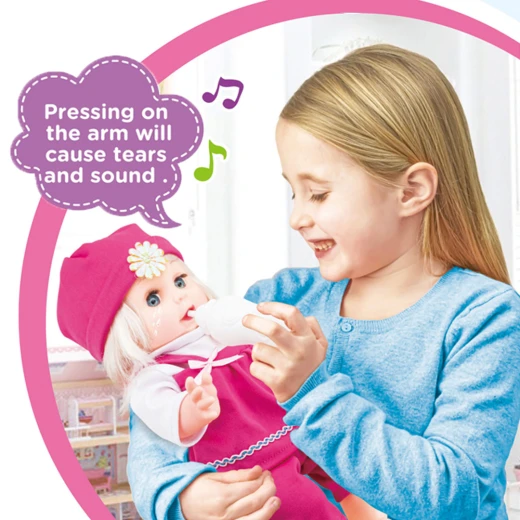 Sweet Baby Interactive Doll Playset 33cm with Metal Stroller, 12 Sounds, Feeding, Pee & Sleeping Functions, Baby Care Accessories Included, Baby Doll Toy for Girls Age 3+ - Rs Toys - Image 3