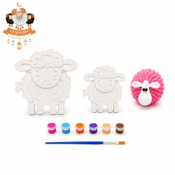 Eid al-Adha Sheep Painting Kit for Kids – 3 DIY Gypsum & Plaster Sheep Figures with Paints and Brush – Creative Art Activity – Suitable for Ages 3+