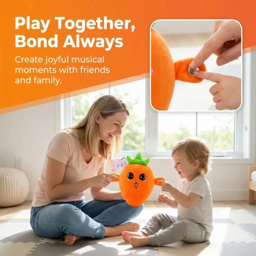 Radish Plush Touch-Sensor Interactive Figure Soft Stuffed Banana Music Piano Battery Operated Cute Learning Education for All Family Solo Mode & Double Mode - Rs Toys - Image 5