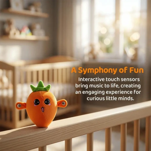Radish Plush Touch-Sensor Interactive Figure Soft Stuffed Banana Music Piano Battery Operated Cute Learning Education for All Family Solo Mode & Double Mode - Rs Toys - Image 6