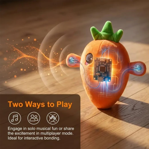 Radish Plush Touch-Sensor Interactive Figure Soft Stuffed Banana Music Piano Battery Operated Cute Learning Education for All Family Solo Mode & Double Mode - Rs Toys - Image 7