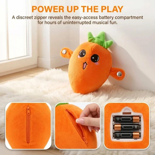 Radish Plush Touch-Sensor Interactive Figure Soft Stuffed Banana Music Piano Battery Operated Cute Learning Education for All Family Solo Mode & Double Mode - Rs Toys - Image 9