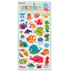 Fish & Sea Animals World 3D EVA Foam Stickers for Kids, Colorful Self-Adhesive Raised Stickers for Scrapbooking, Notebooks, 14.5 × 29 cm Sheet (QSE 22701)