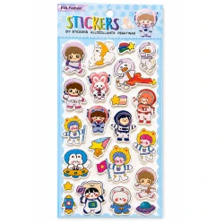 Kawaii Astronaut 3D EVA Foam Stickers for Kids, Colorful Self-Adhesive Raised Stickers for Scrapbooking, Notebooks, 14.5 × 29 cm Sheet (QSE 22701)
