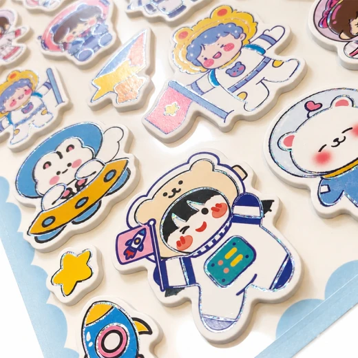Kawaii Astronaut 3D EVA Foam Stickers for Kids, Colorful Self-Adhesive Raised Stickers for Scrapbooking, Notebooks, 14.5 × 29 cm Sheet (QSE 22701) - Rs Toys - Image 3