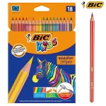 BIC Kids - Evolution Stripes Wood-Free Colouring Pencils Pack of  18 (Kids-18) - BIC