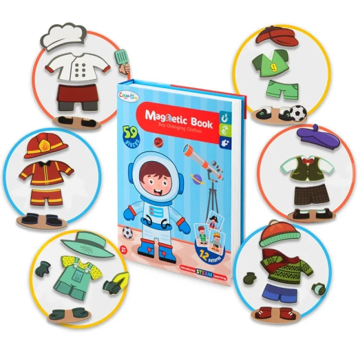 Color Day - Magnetic Puzzle Book, Boy Changing Clothes (59 Pcs) - Suitable for Ages 3 Years & Up - Rs Toys - Image 7