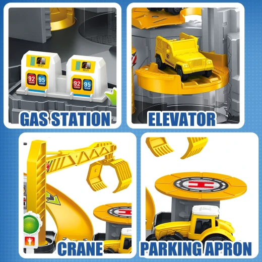 Construction Vehicles Track Set with Excavator, Dump Truck, Wheel Loader, Rotating Crane & Play Mat, Learning Educational STEM Building Toy for Kids Ages 3-12 (ASTM Certified) - Rs Toys - Image 10