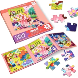 LEVELED PUZZLE - 3 In 1 Phased Magnetic Puzzle , Fairy Tale Puzzles 91 Pcs- STEM Learning- Suitable for Ages 5 Years & Up (Step 4 A)