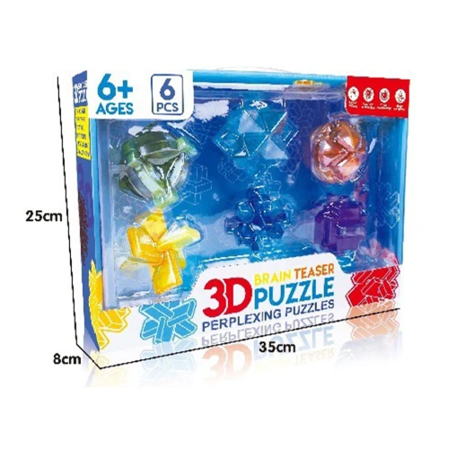 6-Piece 3D Puzzle Brain Teasers for Kids & Adults – IQ Test Educational Toys, Logical Thinking Games, Patience & Problem-Solving – For Ages 6+ - Rs Toys - Image 6