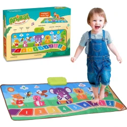 Children’s Foldable Piano Music Play Mat – Animal Theme, 9 Sensitive Piano Keys, Early Education with Piano Score, Ages 8 Months+