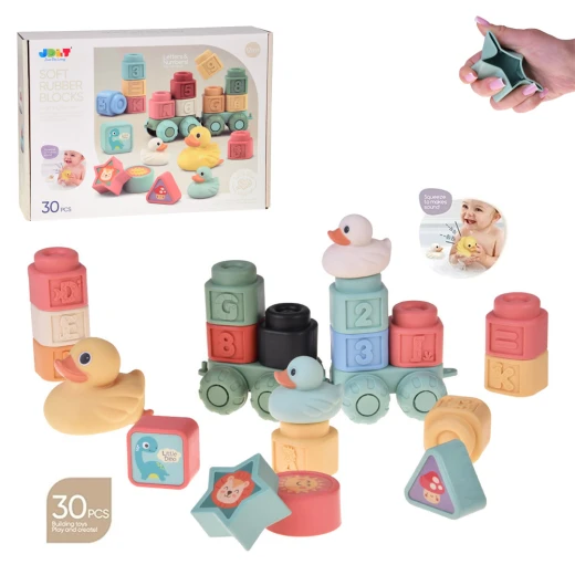 Soft Pastel Rubber Blocks with Cute Ducks - 30 Piece Set for Children Ages 18 Months and Up Soft Pastel Rubber Blocks with Cute Ducks - 30 Piece Set for Children Ages 18 Months and Up