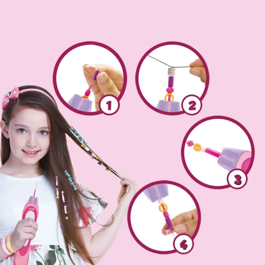 طقم تضفير وتزيين الشعر 2 في 1 للبنات +6 سنوات - ألعاب ار اس - Image 4