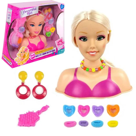 Hair Style Doll Head Playset for Girls - Beautiful Doll Head with Accessories for Hair Styling, Braiding, and Dressing Up - For Kids Ages 3+ Hair Style Doll Head Playset for Girls - Beautiful Doll Head with Accessories for Hair Styling, Braiding, and Dressing Up - For Kids Ages 3+