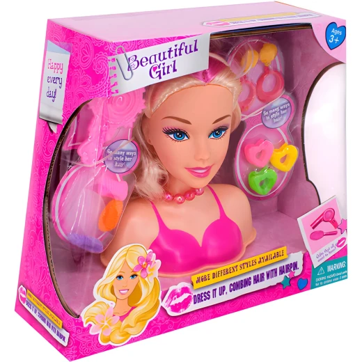 Hair Style Doll Head Playset for Girls - Beautiful Doll Head with Accessories for Hair Styling, Braiding, and Dressing Up - For Kids Ages 3+ - Rs Toys - Image 5