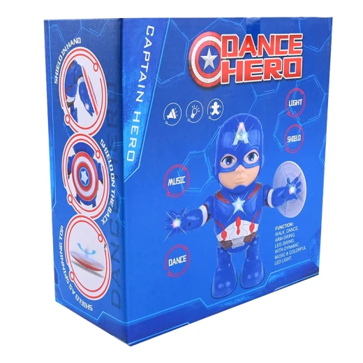 Captain America Dance Hero Interactive Toy for Kids with Walking, Dancing, Music, Colorful LED Lights, Automatic Turning, Direction Change & Shield, Ages 8 Months+ - Rs Toys - Image 2
