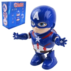 Captain America Dance Hero Interactive Toy for Kids with Walking, Dancing, Music, Colorful LED Lights, Automatic Turning, Direction Change & Shield, Ages 8 Months+