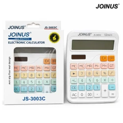 JOINUS Solar & Battery Operated Calculator with 12-Digit Large LCD Display & Buttons for School, Home, and Office - Random Color (JS-3003-RS)
