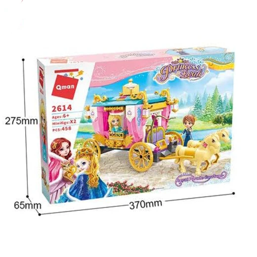 Qman Princess Leah Carriage Building Set - 458 Pieces with 2 Mini Figures & Horses - Creative Construction Toy for Girls - Suitable for Ages 6+ - Rs Toys - Image 2