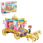 Qman Princess Leah Carriage Building Set - 458 Pieces with 2 Mini Figures & Horses - Creative Construction Toy for Girls - Suitable for Ages 6+ - Rs Toys