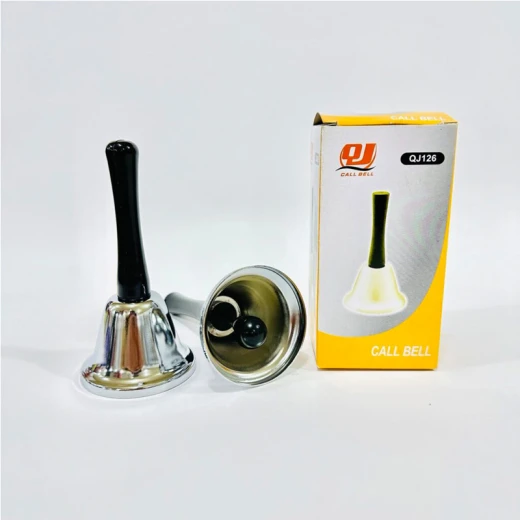 QJ Stainless Steel Hand Bell Call Bell Ringing Bell with Handle Suitable for use in restaurants , Christmas (QJ126-01-RS) - Rs Toys - Image 2
