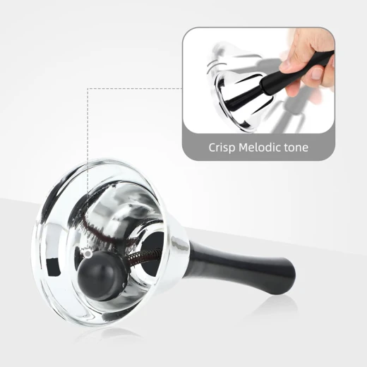 QJ Stainless Steel Hand Bell Call Bell Ringing Bell with Handle Suitable for use in restaurants , Christmas (QJ126-01-RS) - Rs Toys - Image 5