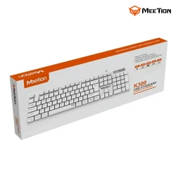 Meetion  Wired USB Standard Keyboard  Full-Size Spill-Resistant Quiet Membrane Keyboard -White - Arabic , English Layout Language   (MT-K300-RS)
