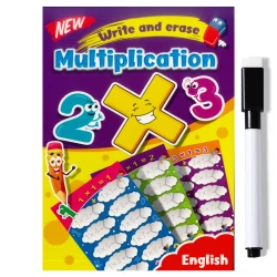 Erasable Learnning English Multiplication Table Educational Book 16 Pages With Whiteboard Marker (11-99-RS)