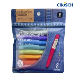 CHOSCH Pocket Gel Pen Tip 0.5 mm 8 Colors , Fast Dry , Mat Finished (CS-G332-RS)