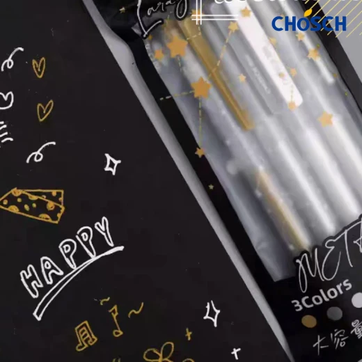 CHOSCH Roll Metallic Long Capacity Gel Pen 1.0 mm Tip 3 Colors 4 Pens , Suitable For Writing On Paper, Especially Black Paper (CS-G360-RS) - Chosch - Image 4