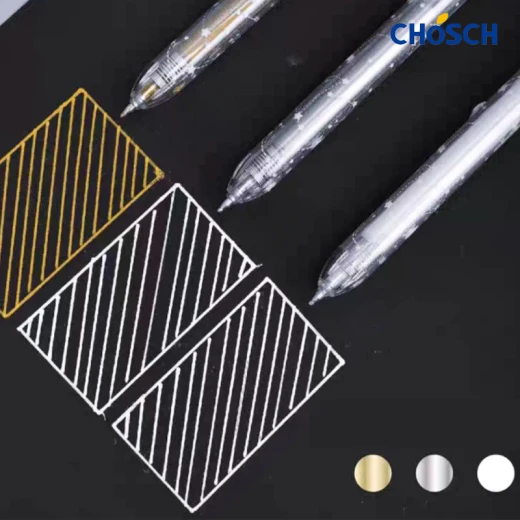 CHOSCH Roll Metallic Long Capacity Gel Pen 1.0 mm Tip 3 Colors 4 Pens , Suitable For Writing On Paper, Especially Black Paper (CS-G360-RS) - Chosch - Image 6