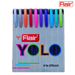 FLAIR Yolo Trendz Ball Pen Pack Of 10 Color Pens (01.2023-RS)