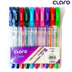 Claro Technik Ball Point Pen 1.0 mm Tip Pack Of 10 Colors (CL-3310-RS)