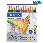 DOMS - Wood Colour Pencils 12 Colors 8.5 cm LOng With Free Sharpener & Pencil extender (3443-RS) - Rs Toys