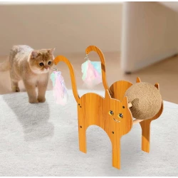 Pets Cat-Shaped Wooden Cat Scratcher Toy