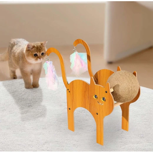 Pets Cat-Shaped Wooden Cat Scratcher Toy Pets Cat-Shaped Wooden Cat Scratcher Toy