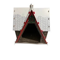 Pets Holiday Ski Shack Cat Scratcher, Festive Winter-Themed Scratcher House for Cats, Cozy Design with Durable Scratch Surface for Play & Relaxation