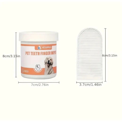 Pet Dental Care Finger Wipes (50 Counts) – No-Rinse Dog & Cat Teeth Cleaning Wipes for Plaque Removal and Fresh Breath - Pets - Image 2