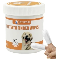 Pet Dental Care Finger Wipes (50 Counts) – No-Rinse Dog & Cat Teeth Cleaning Wipes for Plaque Removal and Fresh Breath