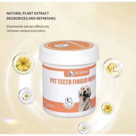 Pet Dental Care Finger Wipes (50 Counts) – No-Rinse Dog & Cat Teeth Cleaning Wipes for Plaque Removal and Fresh Breath - Pets - Image 3