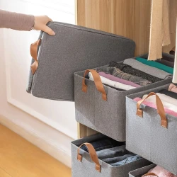 Foldable Fabric Storage Basket with Handles – Closet & Drawer Organizer- Manzil