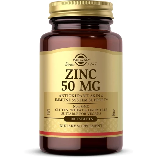 Solgar Zinc 50mg – 100 Tablets – Immune Support & Antioxidant Zinc Supplement for Healthy Skin, Vision & Taste – Vegan, Non-GMO & Gluten Free